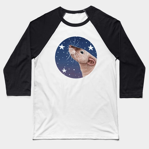 Siamese Rat Stargazing Baseball T-Shirt by WolfySilver